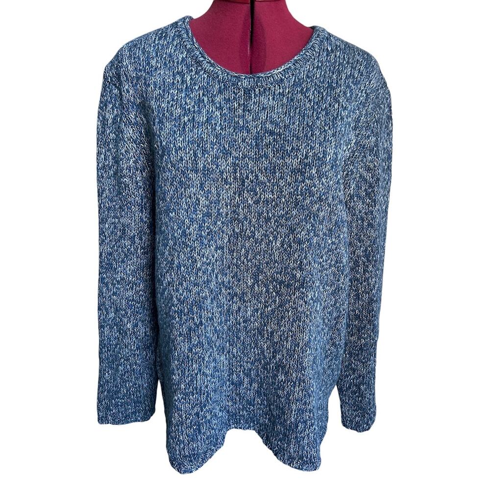 J. Jill Size Large 100% Cotton Heavy Cable Knit Crew Neck Sweater